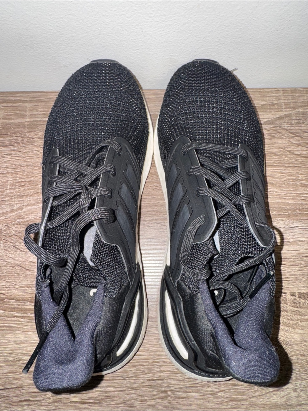 adidas Black Knit Running Shoes with White Midsole
